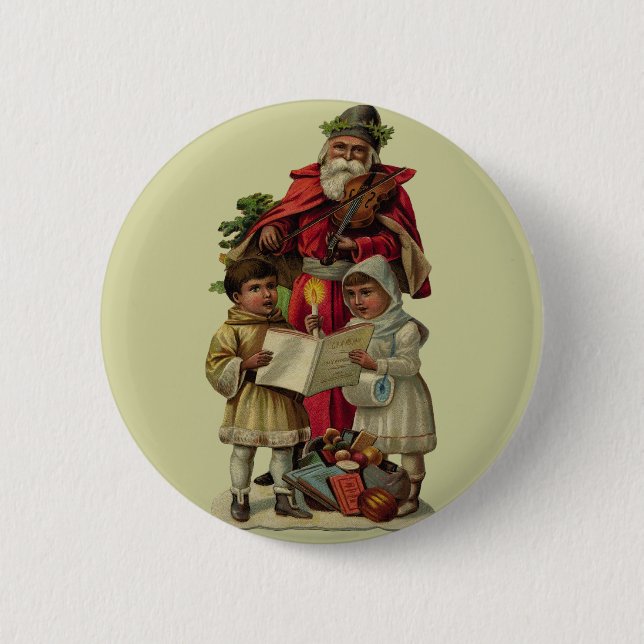 Badge Rond 5 Cm Vintage Santa Christmas Music (Devant)