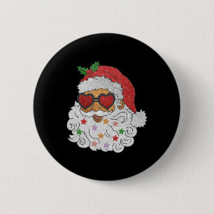 Badge Rond 5 Cm Vintage Santa Claus Lunettes de soleil Noël Famill