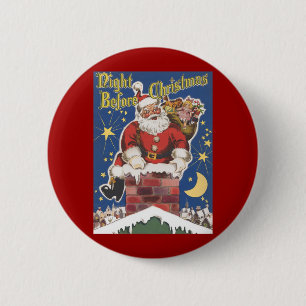 Badge Rond 5 Cm Vintage Santa Claus, Twas Night Before Christmas