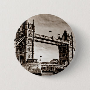 Badge Rond 5 Cm Vintage Sepia London Tower Bridge