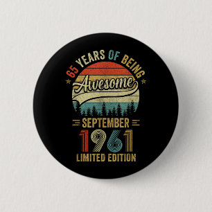 Badge Rond 5 Cm Vintage septembre 1961 65 Ans 65e Anniversaire