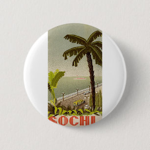 Badge Rond 5 Cm Vintage Sochi Marine Station Beaux-Arts Voyage