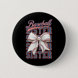 Badge Rond 5 Cm Vintage soeur de baseball Coquette Bow Sport Lover