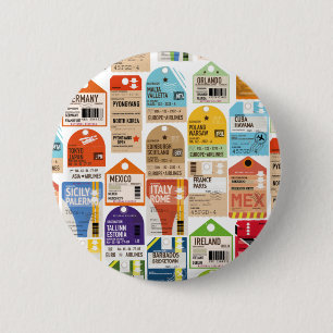Badge Rond 5 Cm Vintage travel tickets.