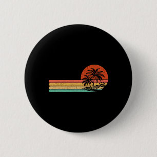 Badge Rond 5 Cm Vintage Tropical Rétro Coucher de Soleil Plage Pal