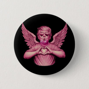 Badge Rond 5 Cm Vintage Trump Saint-Valentin Rose Bubble Gum Cœur
