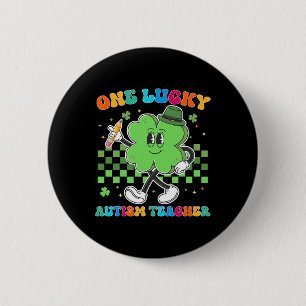 Badge Rond 5 Cm Vintage Un Lucky Autisme Enseignant St Patrick Day