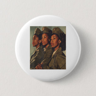 Badge Rond 5 Cm Vintage US Armée Sisterhood noire Femmes Soldats M