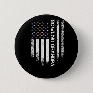 Badge Rond 5 Cm Vintage USA American Flag Bowler