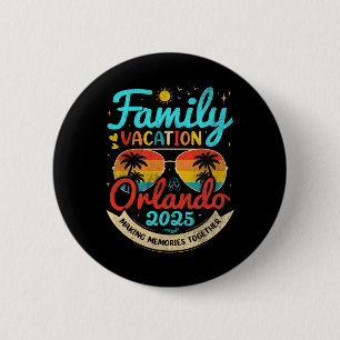Badge Rond 5 Cm Vintage vacances en famille Orlando Beach 2025 Flo