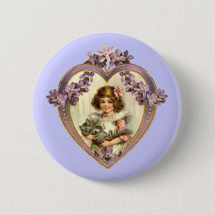 Badge Rond 5 Cm Vintage Valentine Heart