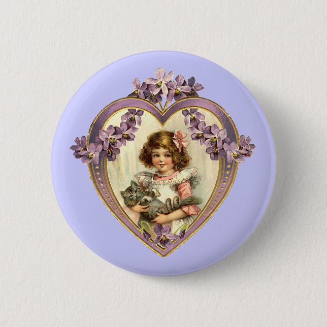 Badge Rond 5 Cm Vintage Valentine Heart (Devant)