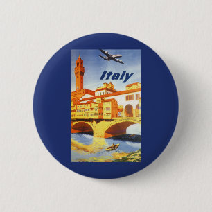 Badge Rond 5 Cm Vintage voyage Florence Firenze Italie Pont Rivièr