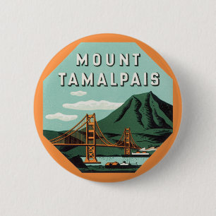 Badge Rond 5 Cm Vintage voyage, montagne du Tamalpais ou Mont Tam