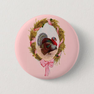 Badge Rond 5 Cm Vintage Wanksgiving Turkey Wreath