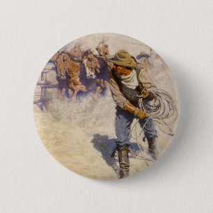 Badge Rond 5 Cm Vintage Western Cowboys, In the Corral par NC Wyet