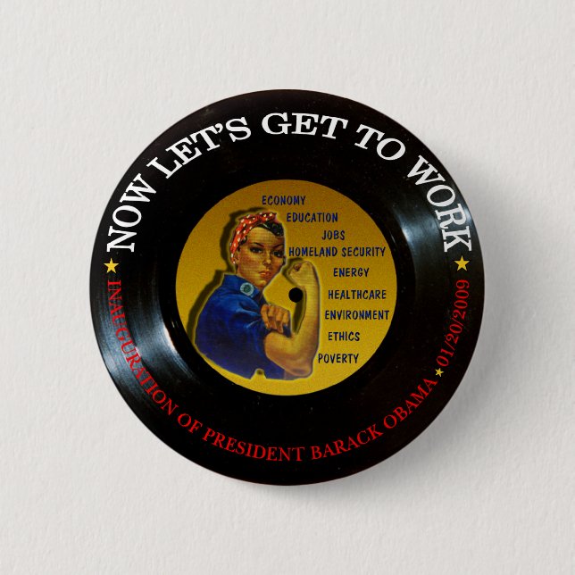 BADGE ROND 5 CM VINYLE D'INAUGURATION DE BARACK OBAMA (Devant)
