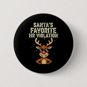 Badge Rond 5 Cm Violations des RH Noël rétro sarcastique vintage
