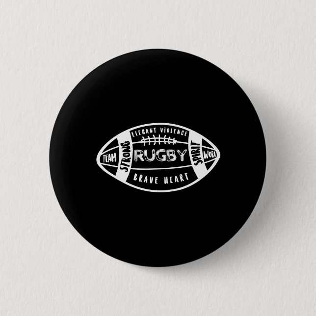 Badge Rond 5 Cm Violence Élégante Rugby Ball American Football Jou (Devant)