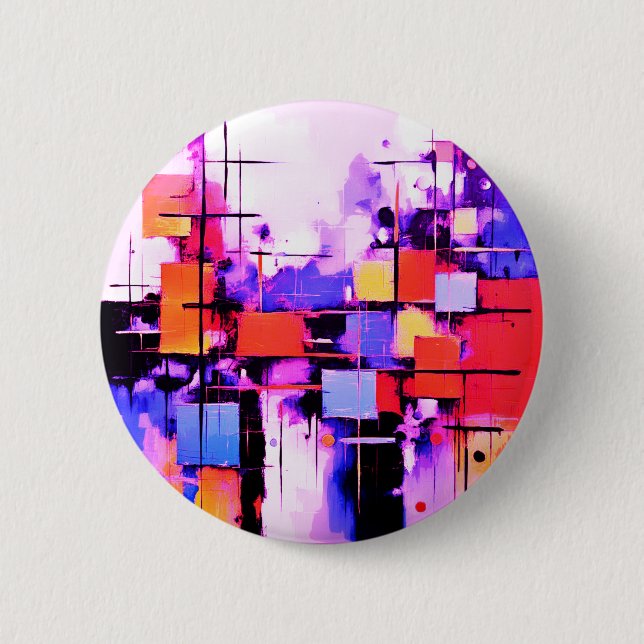 Badge Rond 5 Cm Violet Abstrait Art 108 (Devant)