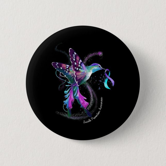 Badge Rond 5 Cm Violet Bleu Ruban Prévention Suicide Sensibilisati (Devant)
