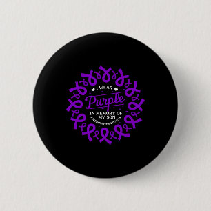Badge Rond 5 Cm Violet En Mémoire De Mon Fils Surdose Sensibilisat