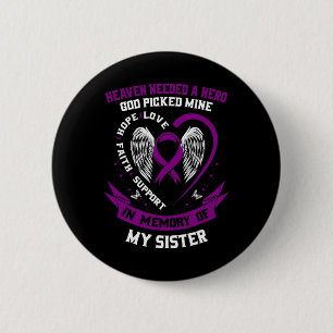 Badge Rond 5 Cm Violet en mémoire de soeur Pancréatique Cancer Awa