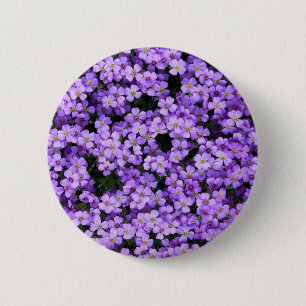 Badge Rond 5 Cm Violet Fleurs Bouton Violets