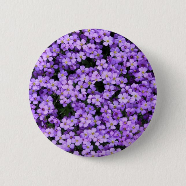 Badge Rond 5 Cm Violet Fleurs Bouton Violets (Devant)