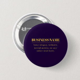 Badge Rond 5 Cm Violet foncé et or Nom d'entreprise ou salutation 