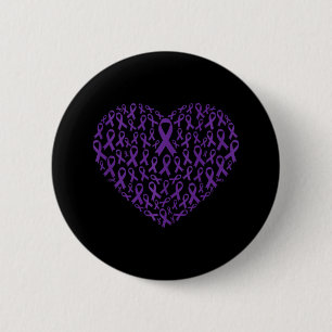 Badge Rond 5 Cm Violet Ruban Coeur Pancréatique Cancer Sensibilisa