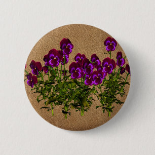 Badge Rond 5 Cm Violettes pourpres sur floral de papier âgé