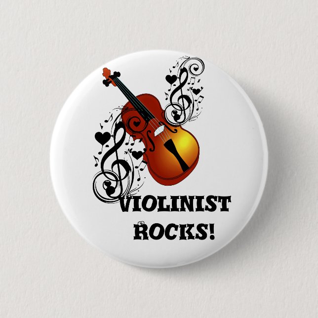 Badge Rond 5 Cm Violin, Lover at Heart_ (Devant)