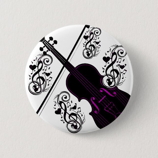 Badge Rond 5 Cm Violon, amour cinglé_ (Devant)