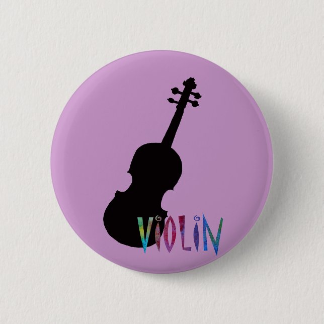 Badge Rond 5 Cm Violon avec le lettrage bariolé (Devant)
