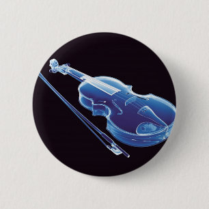 Badge Rond 5 Cm Violon bleu au néon