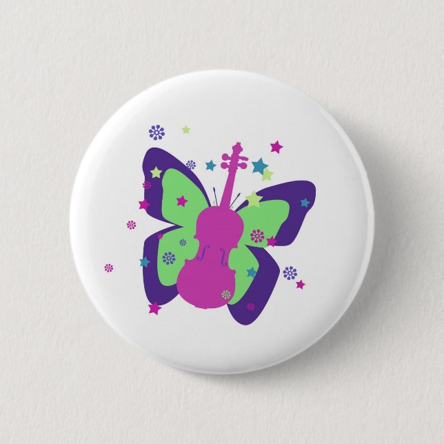 Badge Rond 5 Cm Violon de papillon (Devant)
