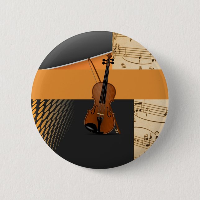 Badge Rond 5 Cm Violon en Abstrait (Devant)