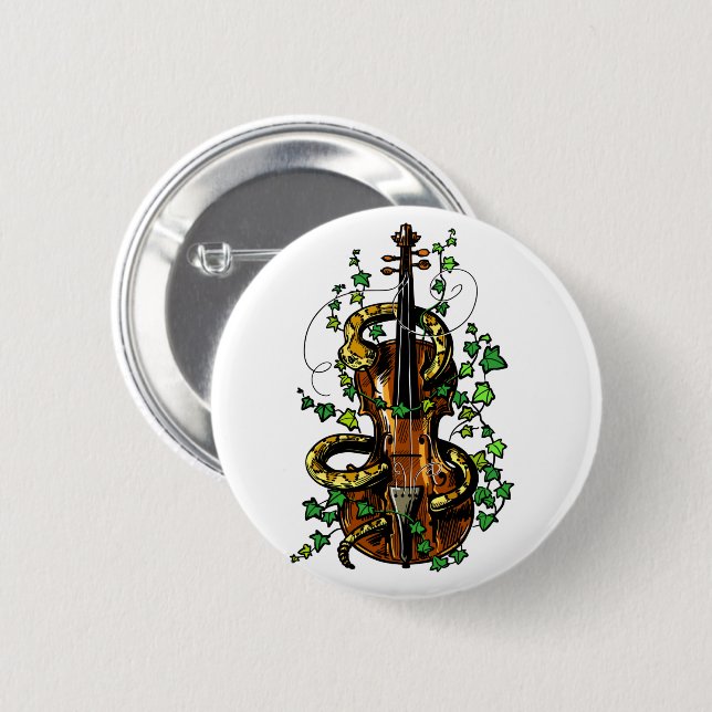 Badge Rond 5 Cm Violon et serpent (Devant & derrière)