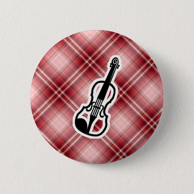 Badge Rond 5 Cm Violon rouge de plaid (Devant)