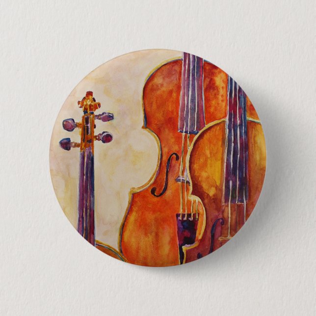 Badge Rond 5 Cm Violons d'aquarelle (Devant)