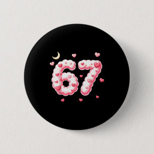 Badge Rond 5 Cm Viral 67 Cœurs Kawaii Filles de la Saint-Valentin