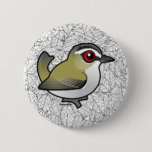 Badge Rond 5 Cm Vireo aux yeux rouges