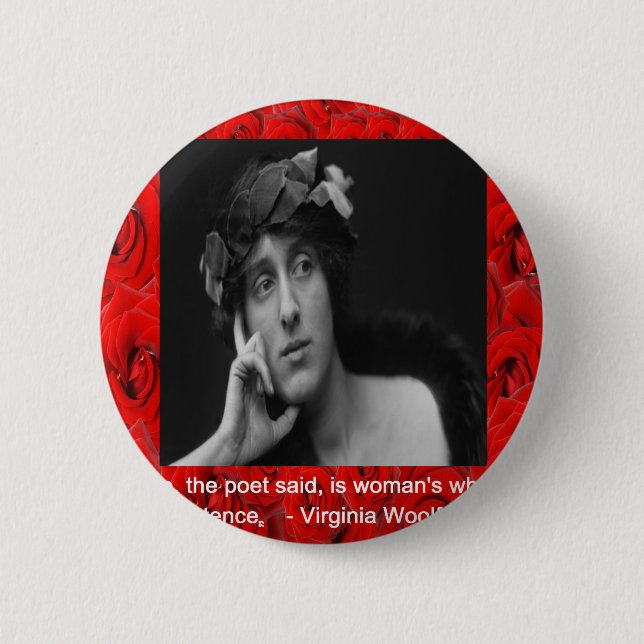 Badge Rond 5 Cm Virginia Woolf & Citation sur l'amour (Devant)