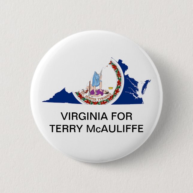 Badge Rond 5 Cm Virginie pour TERRY McAULIFFE GOVERNOR Button (Devant)