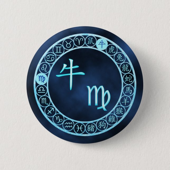 Badge Rond 5 Cm Virgo/Ox (Devant)
