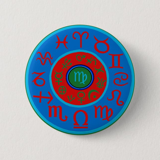 Badge Rond 5 Cm Virgo - Zodiaque céleste (Devant)