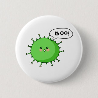 Badge Rond 5 Cm Virus Corona doux et effrayant Boo