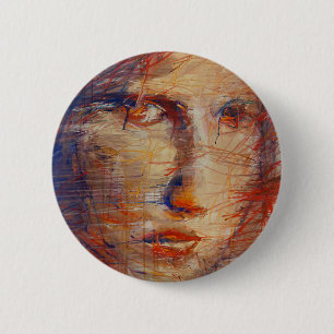 Badge Rond 5 Cm Visage Abstrait