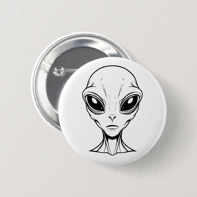 Badge Rond 5 Cm Visage Alien (Devant & derrière)